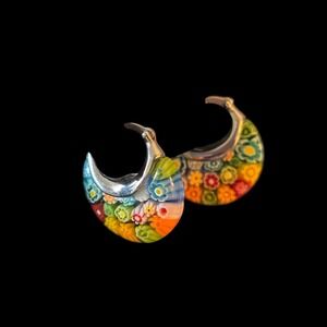 Antica Murrina Murano Glass Millefiori Hoop Earrings – Italy w/ Certificate